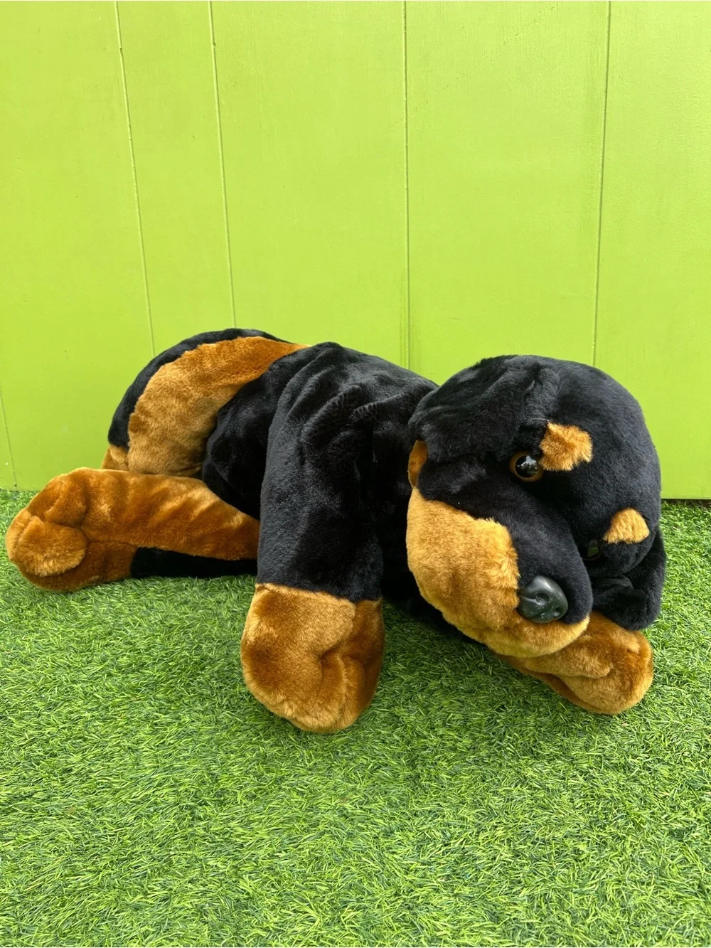 Adorable Realistic Rottweiler Puppy Stuffed Dog Lying. 28” Long